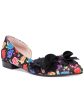 BETSEY JOHNSON Womens Black Floral Dorsay Flower Accent Cushioned Tutu Pointed Toe Block Heel Slip On Dress Flats Shoes Supply