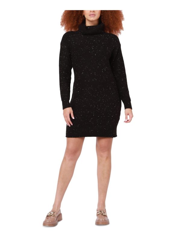 BLACK TAPE Womens Unlined Heather Long Sleeve Turtle Neck Above The Knee Sweater Dress Online now