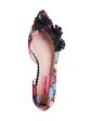 BETSEY JOHNSON Womens Black Floral Dorsay Flower Accent Cushioned Tutu Pointed Toe Block Heel Slip On Dress Flats Shoes Supply