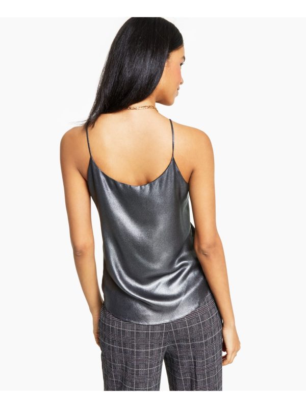 BAR III Womens Gray Metallic Lined Spaghetti Strap Scoop Neck Party Cami Top Supply