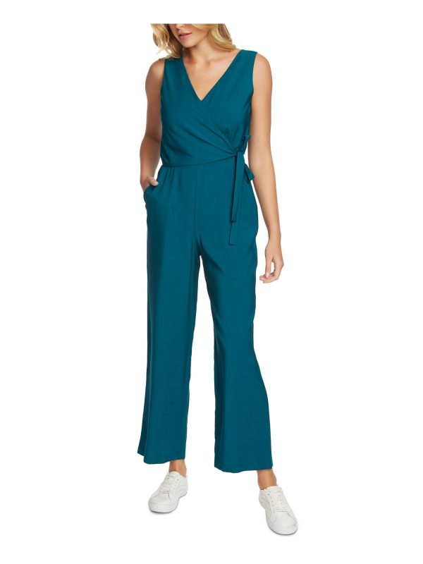 1. STATE Womens Sleeveless V Neck Wrap Cropped Jumpsuit Sale