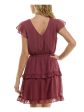 BCX DRESS Womens Tie Flutter Sleeve V Neck Short Fit + Flare Dress Online Hot Sale