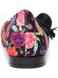 BETSEY JOHNSON Womens Black Floral Dorsay Flower Accent Cushioned Tutu Pointed Toe Block Heel Slip On Dress Flats Shoes Supply