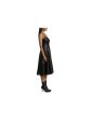 AVEC LES FILLES Womens Black Faux Leather Zippered Lined Seamed Detailing Scoop Back Sleeveless Square Neck Below The Knee Party Fit + Flare Dress Discount