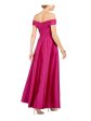 ADRIANNA PAPELL Womens Zippered Short Sleeve Off Shoulder Maxi Formal Fit + Flare Dress Fashion