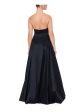 BLONDIE NITES Womens Black Pleated Zippered Boned Bodice Hi-lo Hem Lined Sleeveless Strapless Full-Length Prom Gown Dress For Sale