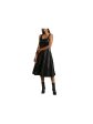 AVEC LES FILLES Womens Black Faux Leather Zippered Lined Seamed Detailing Scoop Back Sleeveless Square Neck Below The Knee Party Fit + Flare Dress Discount