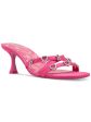 ALDO Womens Pink Logo Footbed Padded Strappy Embellished Goring Barbiemule Round Toe Kitten Heel Slip On Dress Heeled B Fashion