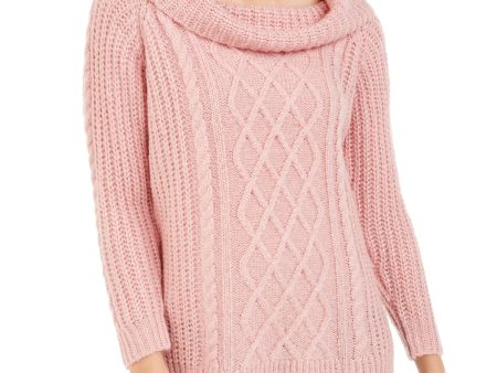 NO COMMENT Womens Pink Textured Printed Long Sleeve Off Shoulder Top Sale