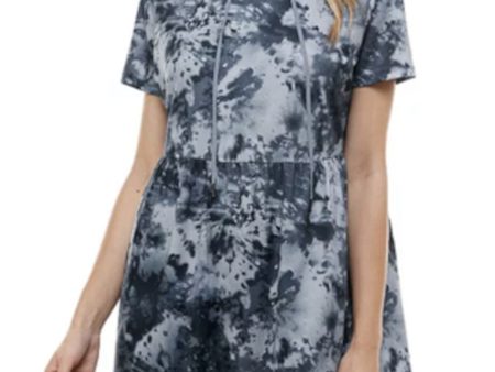 BEBOP Womens Blue Tie Dye Short Sleeve Above The Knee Dress Supply