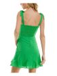 BCX DRESS Womens Green Zippered Ruffled Smocked Back Bow Accents Lined Sleeveless Sweetheart Neckline Mini Party Fit + Flare Dress Discount