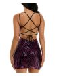 B DARLIN Womens Black Sequined Zippered Open Lace Up Back Lined Spaghetti Strap V Neck Mini Cocktail Body Con Dress Discount